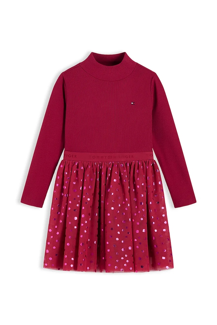 Tommy Hilfiger Sukienka rozkloszowana bawełniana KG0KG09652.9BY2 czerwony AW26