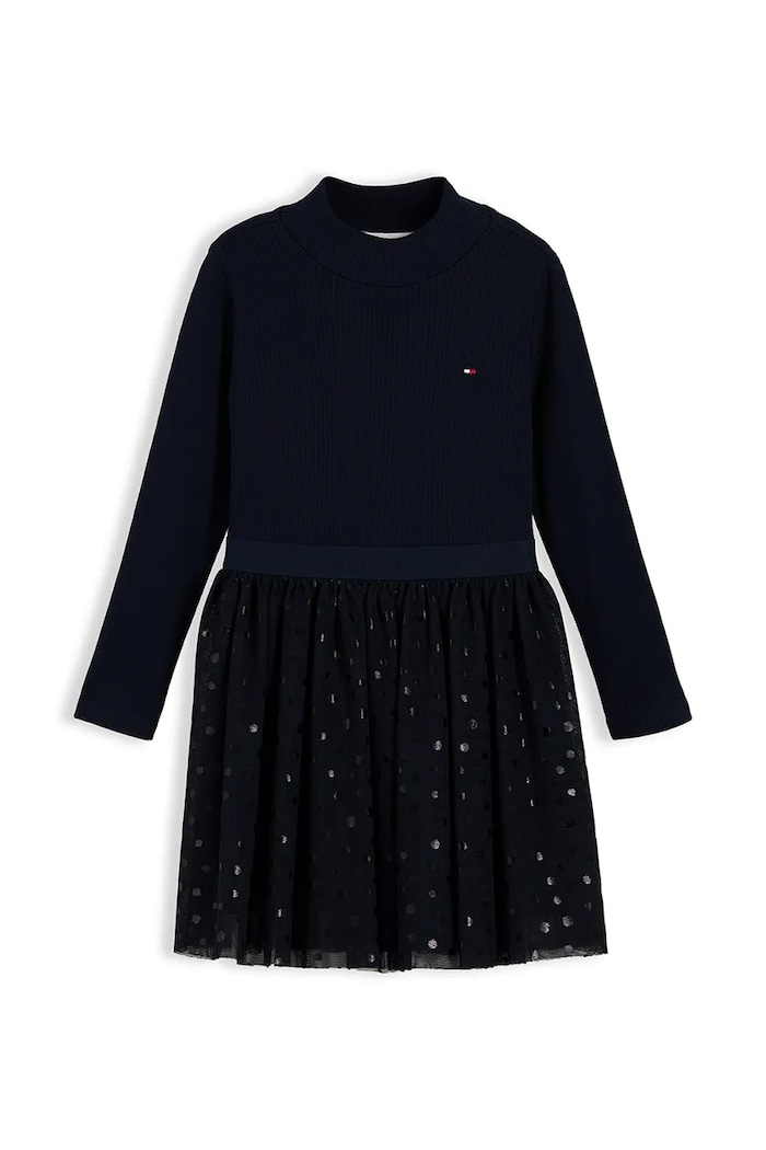 Tommy Hilfiger Sukienka rozkloszowana bawełniana KG0KG09652.9BY2 granatowy AW26