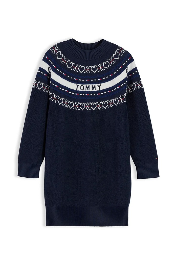 Tommy Hilfiger Sukienka sweterkowa bawełniana granatowy KG0KG09704.104.122.9BY2
