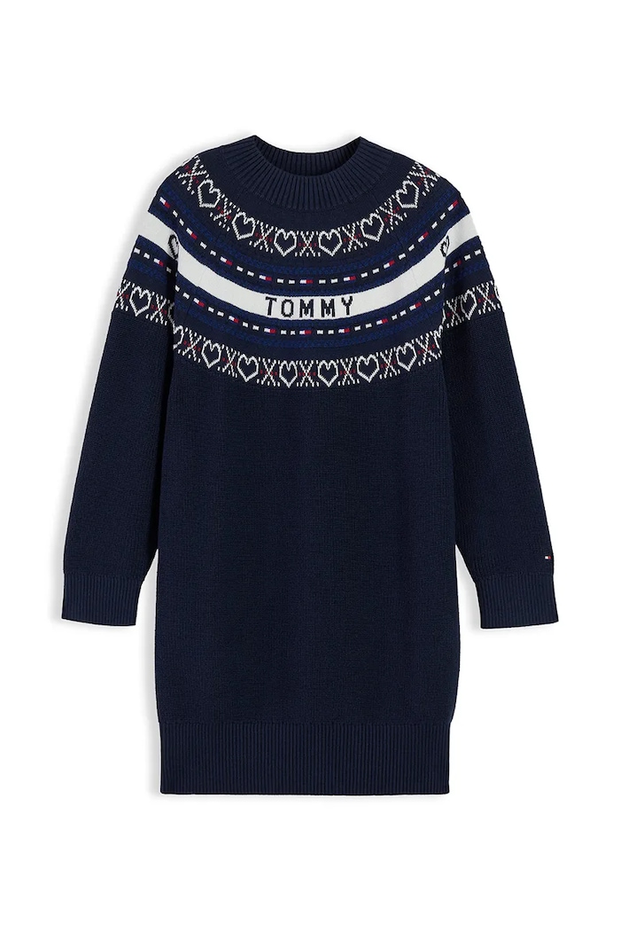 Tommy Hilfiger Sukienka sweterkowa bawełniana granatowy KG0KG09704.104.122.9BY2