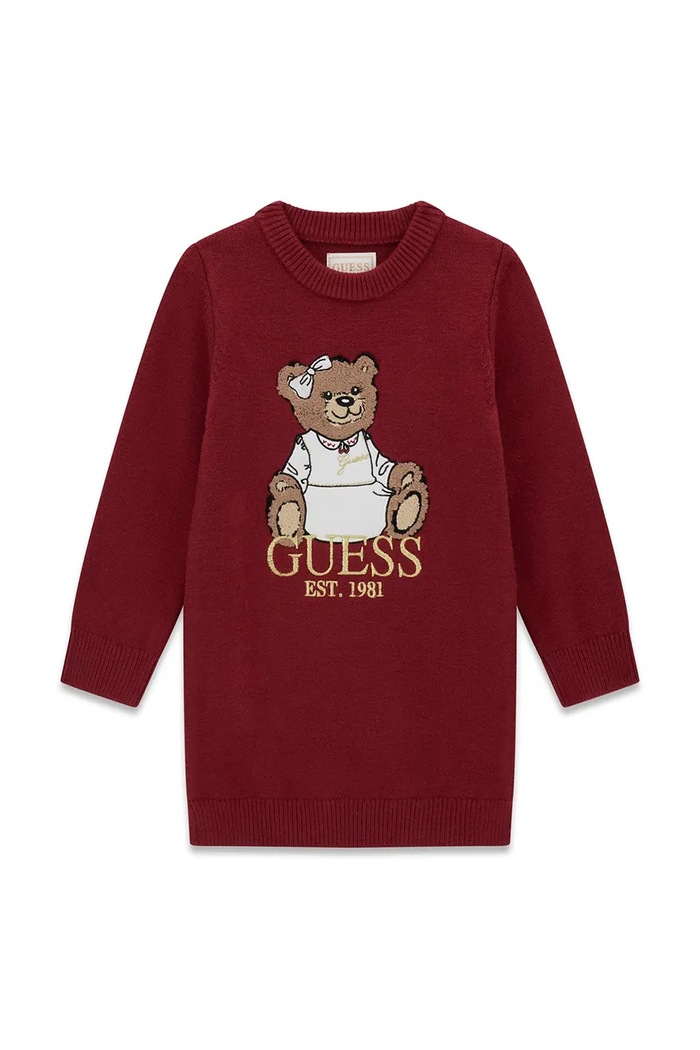 Guess Sukienka sweterkowa z wiskozą bordowy K6BK08.Z1308.9BY2