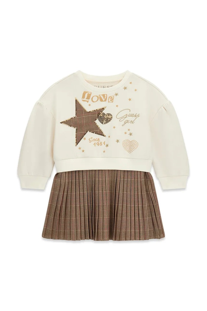 Guess Sukienka bawełniana beżowy K6BK04.K5931.9BY2