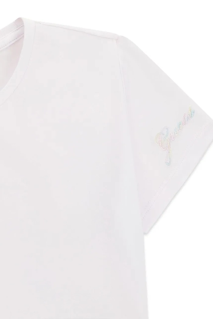Dziewczynka Guess T-shirt dziecięcy bawełniany z elastanem J6BG03.K5907.9BY2 biały