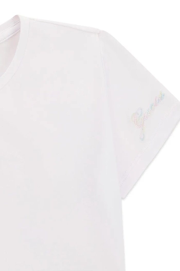 Dziewczynka Guess T-shirt dziecięcy bawełniany z elastanem J6BG03.K5907.9BY2 biały
