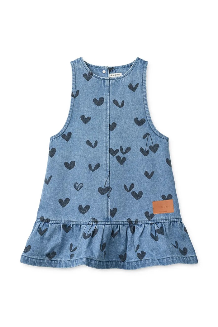 Liewood Šaty bavlnené Angelica Printed Denim Frill Dress modrá LW21185.9BY2