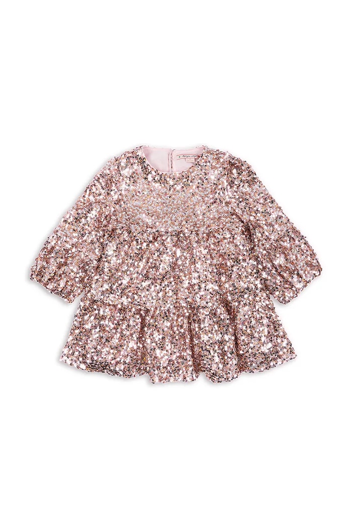 Konges Sløjd Sukienka babydoll LILA SEQUINS DRESS KS107391.9BY2 różowy AW26