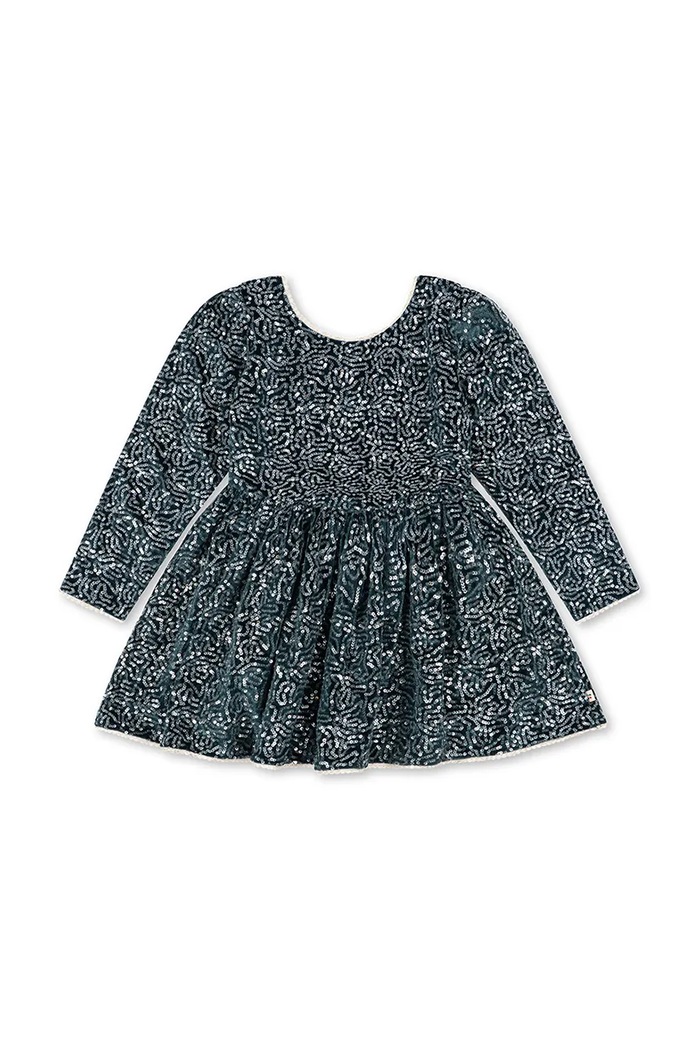 Konges Sløjd Sukienka welurowa VIOLA DRESS turkusowy KS106320.9BY2