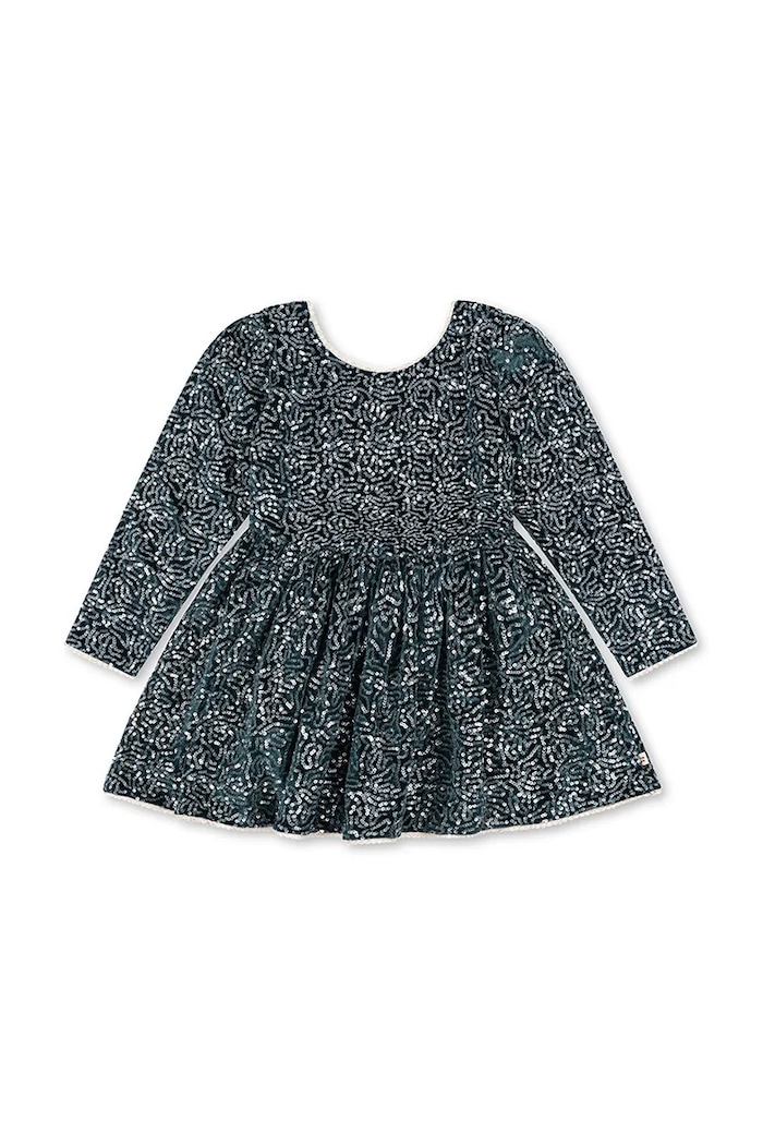 Konges Sløjd Šaty zamatové VIOLA DRESS tyrkysová KS106320.9BY2