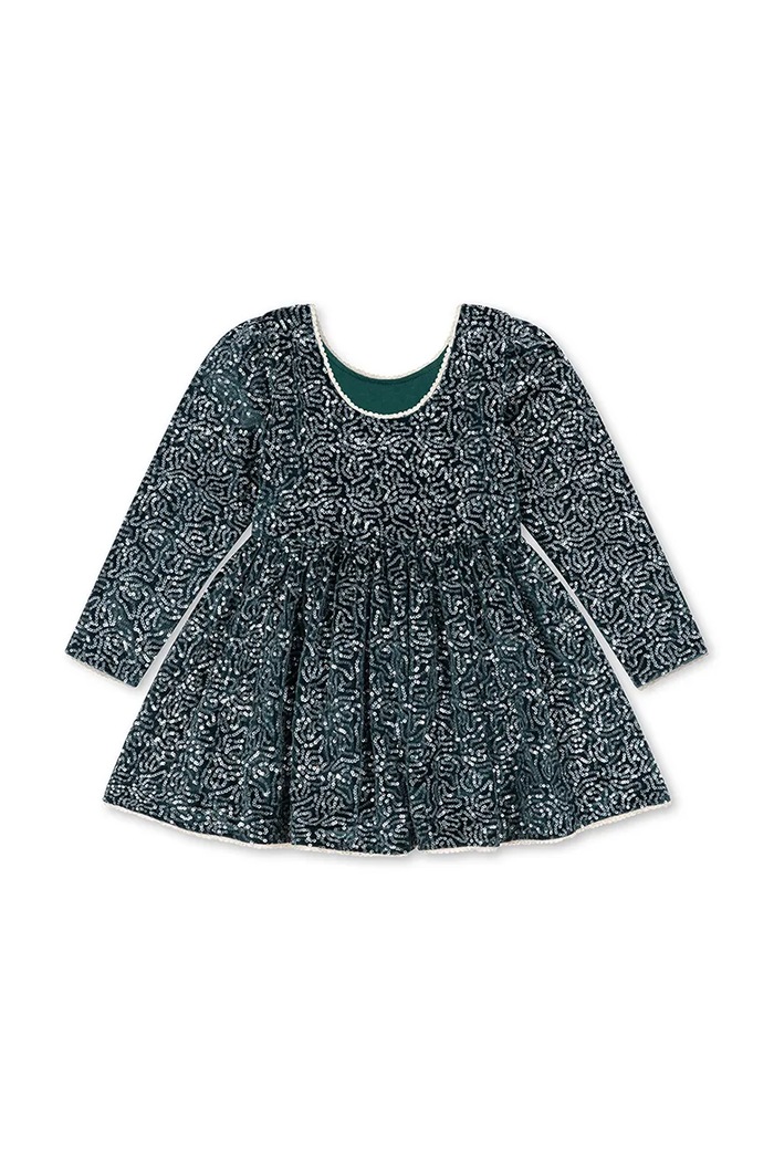 Konges Sløjd Sukienka welurowa VIOLA DRESS KS106320.9BY2 turkusowy AW26