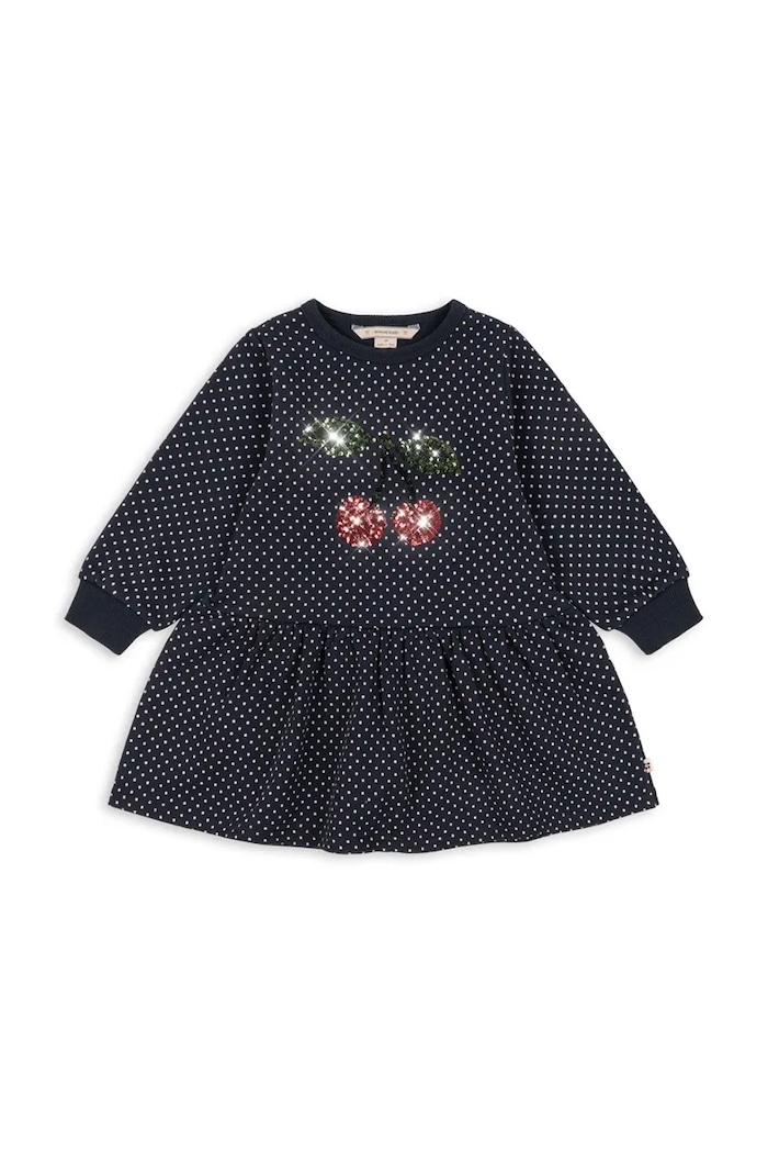 Konges Sløjd Сукня з бавовною LOU DOT SEQUIN SWEAT DRESS GOTS темно-синій KS106118.9BY2