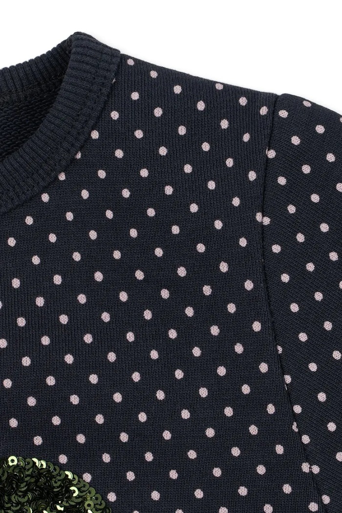 Dziewczynka Konges Sløjd Sukienka z bawełną LOU DOT SEQUIN SWEAT DRESS GOTS KS106118.9BY2 granatowy