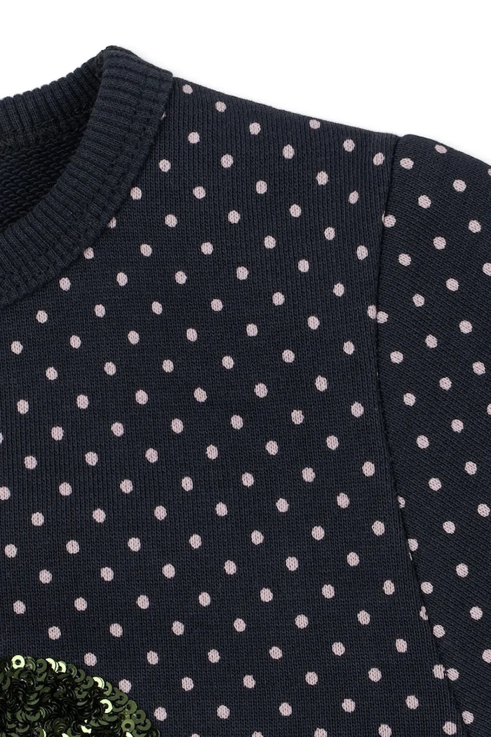 Dievča Konges Sløjd Šaty s bavlnou LOU DOT SEQUIN SWEAT DRESS GOTS KS106118.9BY2 tmavomodrá
