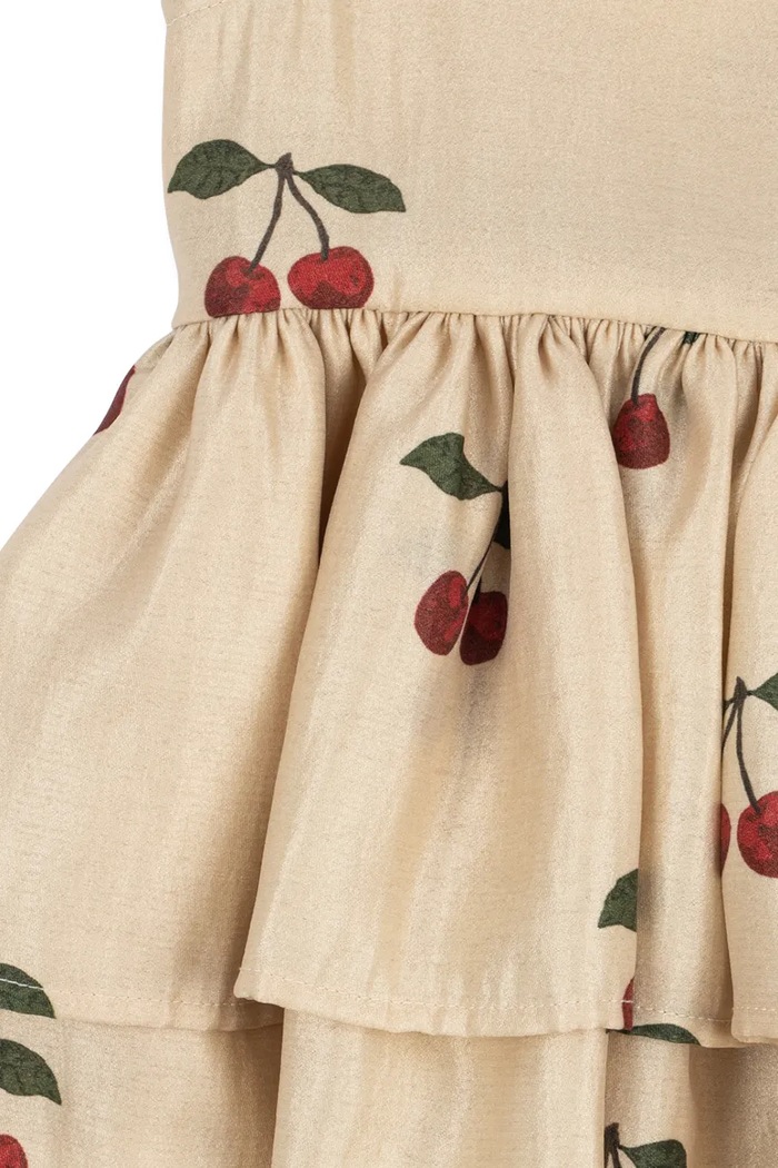 Konges Sløjd Sukienka rozkloszowana FANYA CHERRY DRESS KS106013.9BY2 beżowy AW26