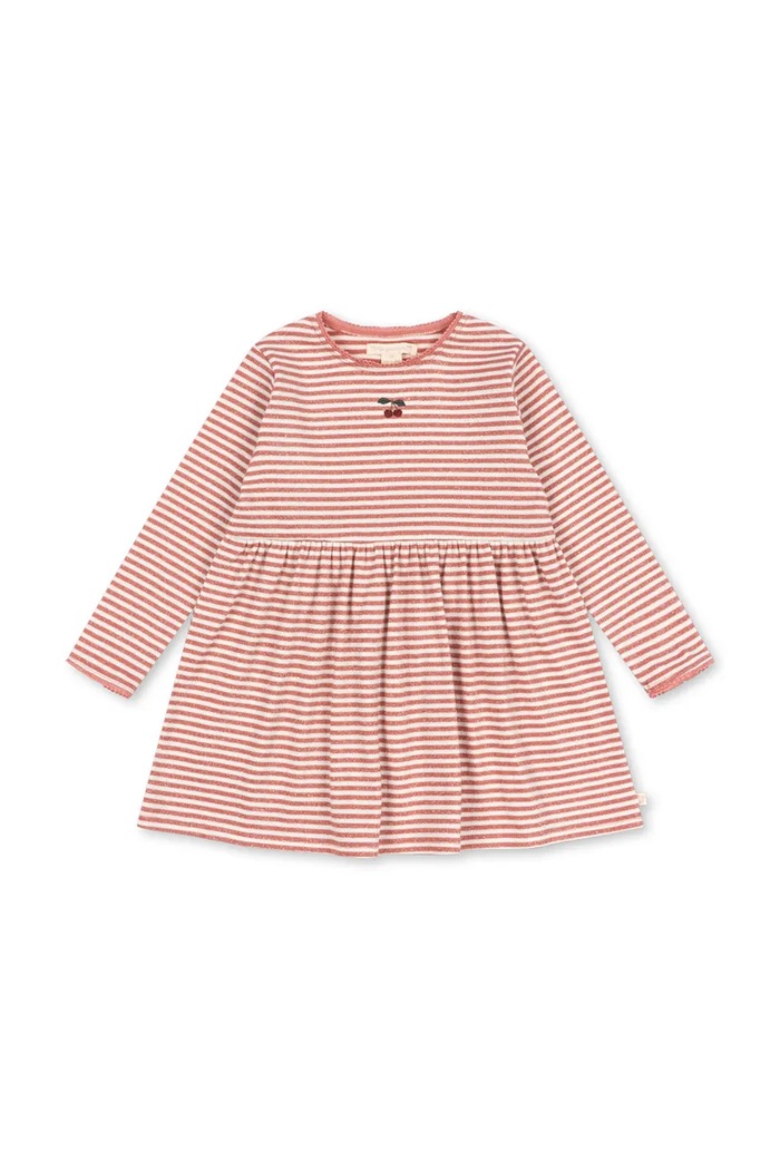Konges Sløjd Sukienka z bawełną ROLI STRIPE DRESS OCS różowy KS107378.9BY2