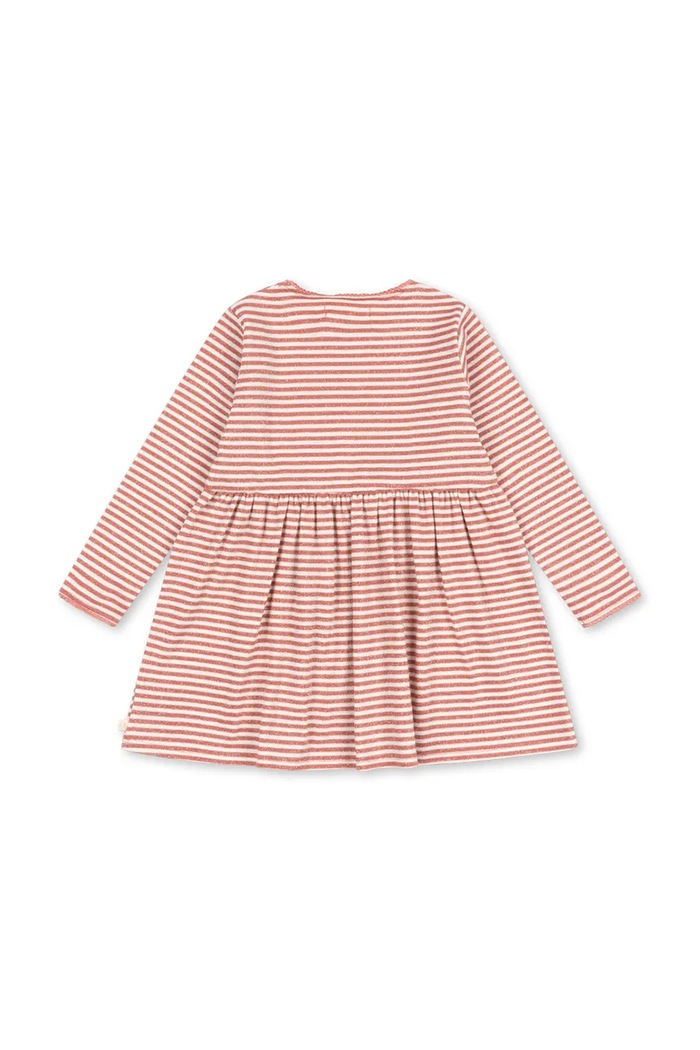 Konges Sløjd Sukienka z bawełną ROLI STRIPE DRESS OCS KS107378.9BY2 różowy AW26