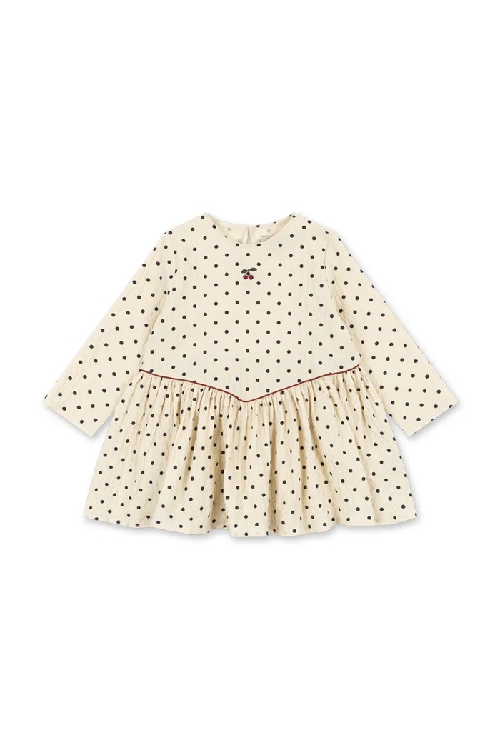Konges Sløjd Sukienka rozkloszowana bawełniana z elastanem ELIN DRESS GOTS biały KS105977.9BY2