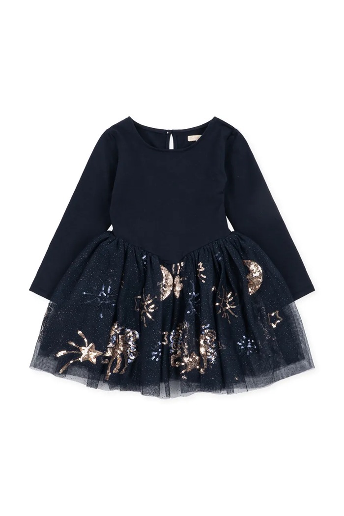 Konges Sløjd Šaty s rozšíreným strihom s bavlnou YVONNE BALLERINA DRESS GRS tmavomodrá KS106331.9BY2