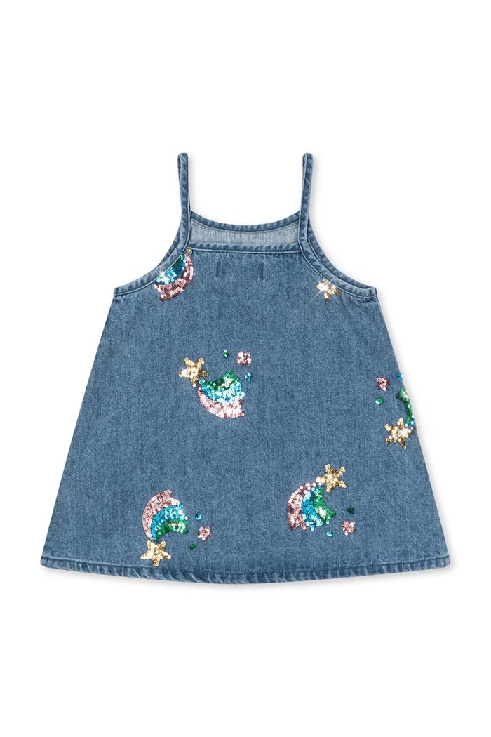 Konges Sløjd καλοκαιρινό ντένιμ MAGOT SEQUIN STRAP DRESS GOTS KS106137.9BY2 μπλε AW26