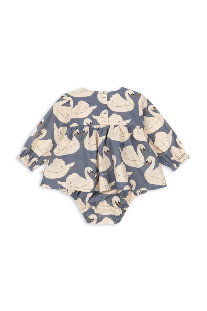 Konges Sløjd Sukienka babydoll bawełniana EVIA ROMPER GOTS KS105990.9BY2 niebieski AW26