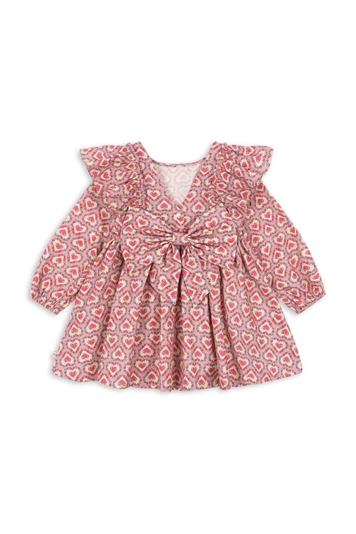 Konges Sløjd φόρεμα flared βαμβακερό EVIA LS BOW DRESS GOTS KS105988.9BY2 ροζ AW26