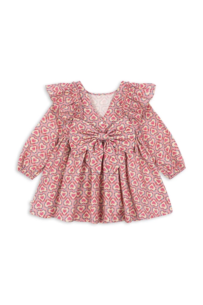 Konges Sløjd φόρεμα flared βαμβακερό EVIA LS BOW DRESS GOTS KS105988.9BY2 ροζ AW26