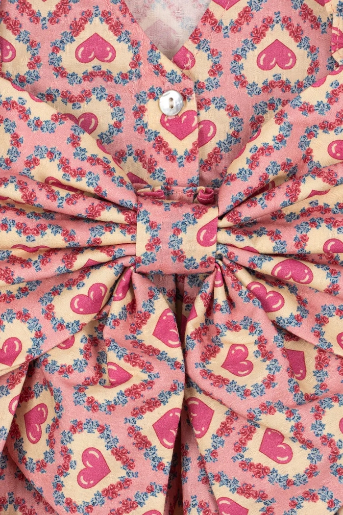 Κοριτσίστικα Konges Sløjd φόρεμα flared βαμβακερό EVIA LS BOW DRESS GOTS KS105988.9BY2 ροζ