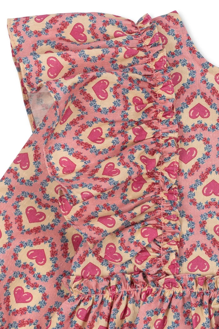 Konges Sløjd φόρεμα flared βαμβακερό EVIA LS BOW DRESS GOTS ροζ KS105988.9BY2