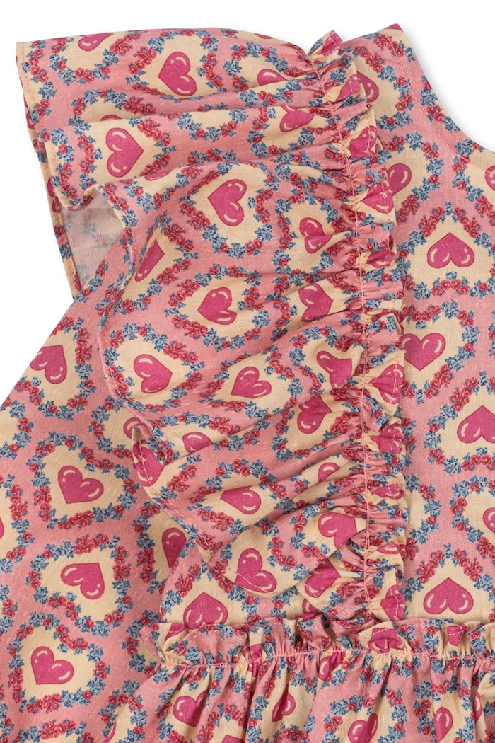 Konges Sløjd φόρεμα flared βαμβακερό EVIA LS BOW DRESS GOTS ροζ KS105988.9BY2