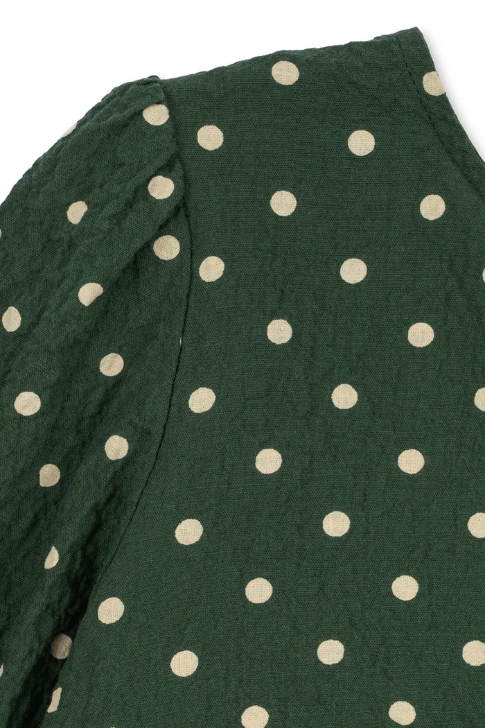 Dziewczynka Konges Sløjd Sukienka rozkloszowana bawełniana z elastanem ELIN LS BOW DRESS GOTS KS105979.9BY2 zielony