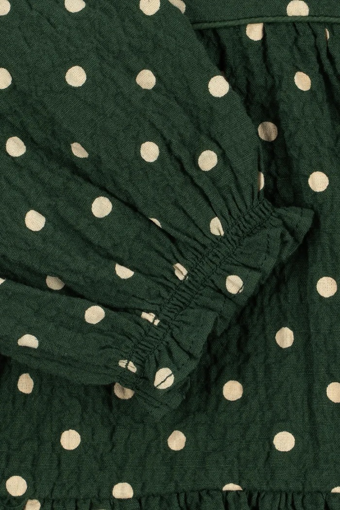 Šaty s rozšíreným strihom bavlnené s elastanom ELIN LS BOW DRESS GOTS Konges Sløjd zelená KS105979.9BY2