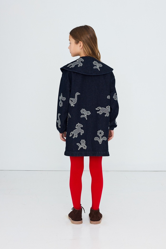 Sukienka bawełniana HORSES & FLOWERS DENIM DRESS Tinycottons czarny AW26.189