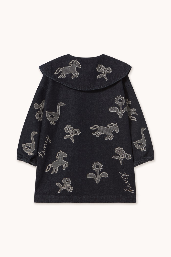Dziewczynka Tinycottons Sukienka bawełniana HORSES & FLOWERS DENIM DRESS AW26.189 czarny