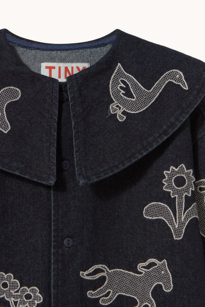 Sukienka bawełniana HORSES & FLOWERS DENIM DRESS Tinycottons AW26.189 czarny