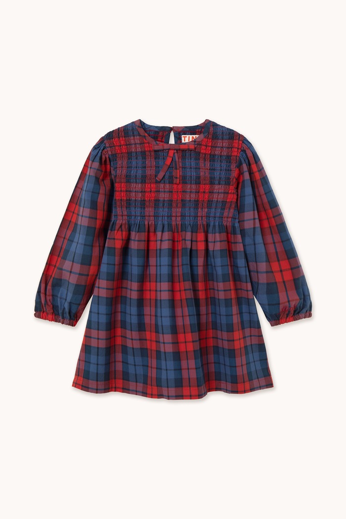 Tinycottons Sukienka rozkloszowana bawełniana CHECK DRESS AW26.223 granatowy AW26