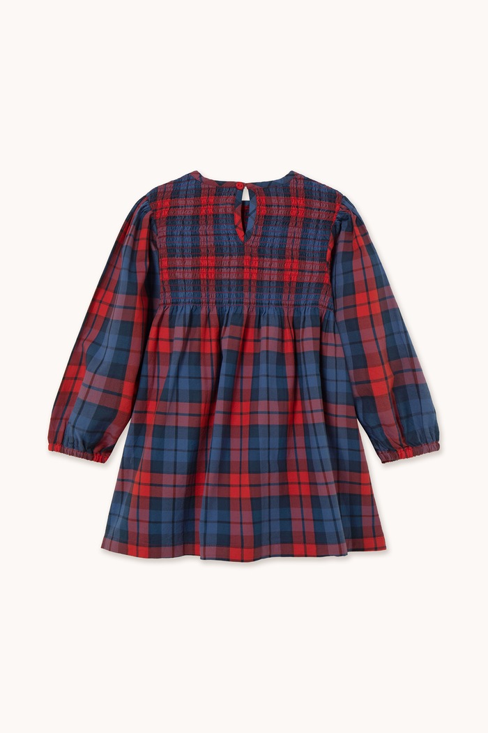 Dziewczynka Tinycottons Sukienka rozkloszowana bawełniana CHECK DRESS AW26.223 granatowy