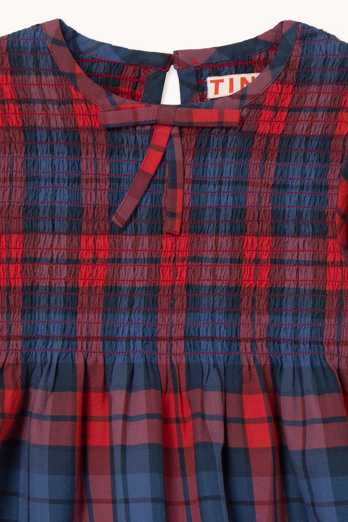 Sukienka rozkloszowana bawełniana CHECK DRESS Tinycottons AW26.223 granatowy