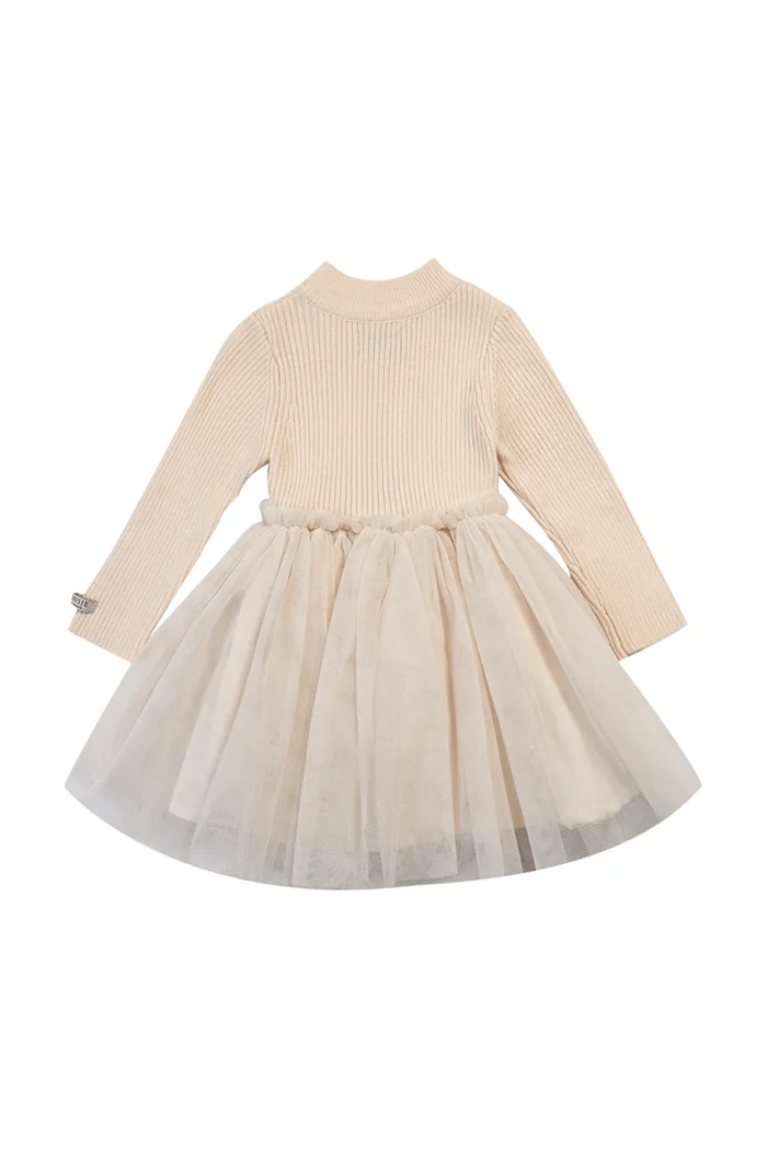 Fete Donsje rochie evazată cu amestec de lână Lotus Dress 4043900 bej