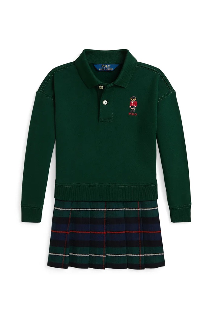 Polo Ralph Lauren Sukienka dwuczęściowa z bawełną 312B28479001 zielony AW26