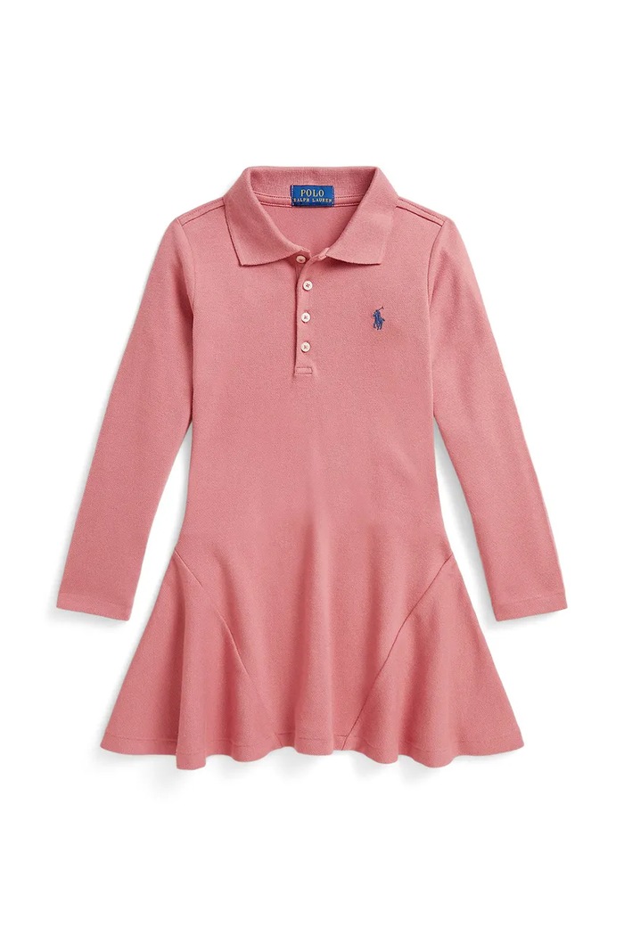 Polo Ralph Lauren Obleka bombažna z elastanom 312B26286001 roza AW26