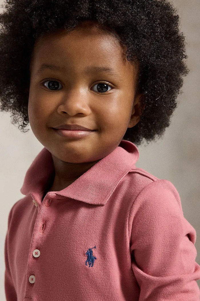 Obleka bombažna z elastanom Polo Ralph Lauren roza 312B26286001