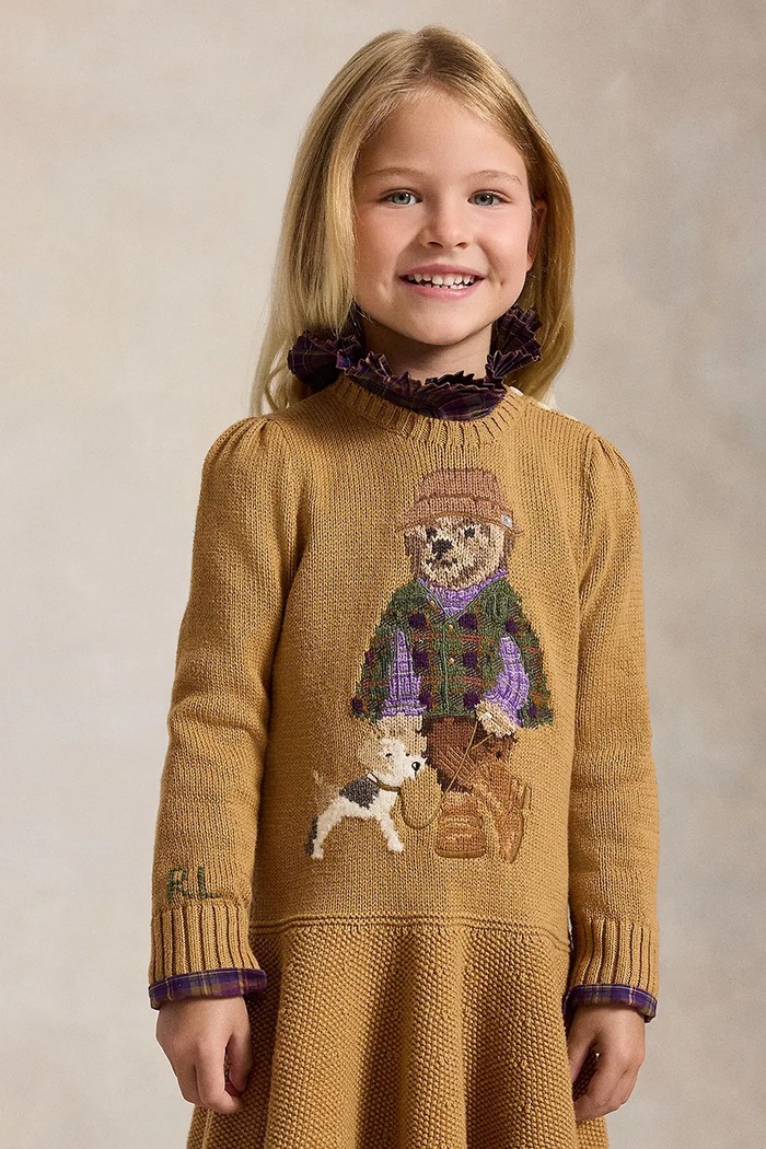 Polo Ralph Lauren haljina A-kroja s pamukom smeđa 312B26005001