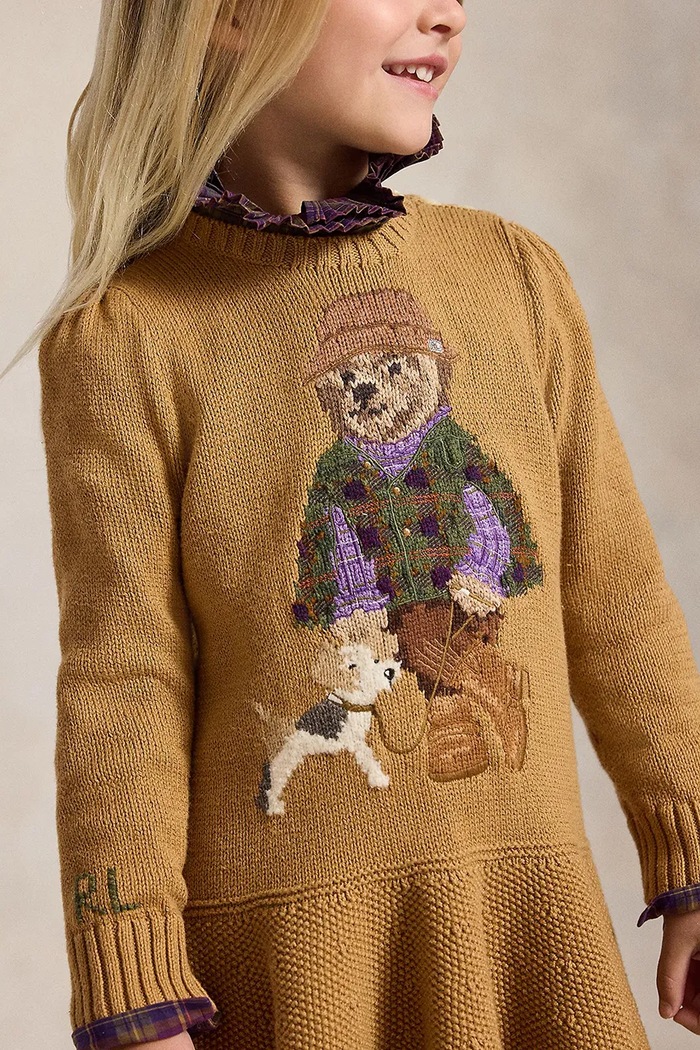 Polo Ralph Lauren haljina A-kroja s pamukom 312B26005001 smeđa