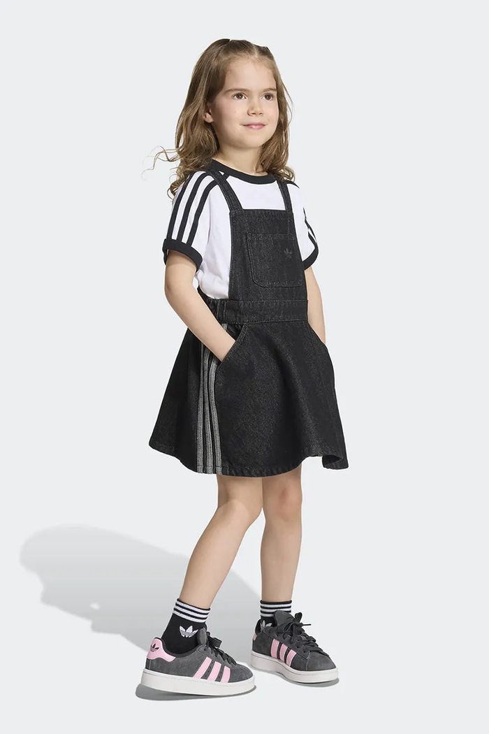 adidas Originals φόρεμα flared ντένιμ μαύρο KQ8909