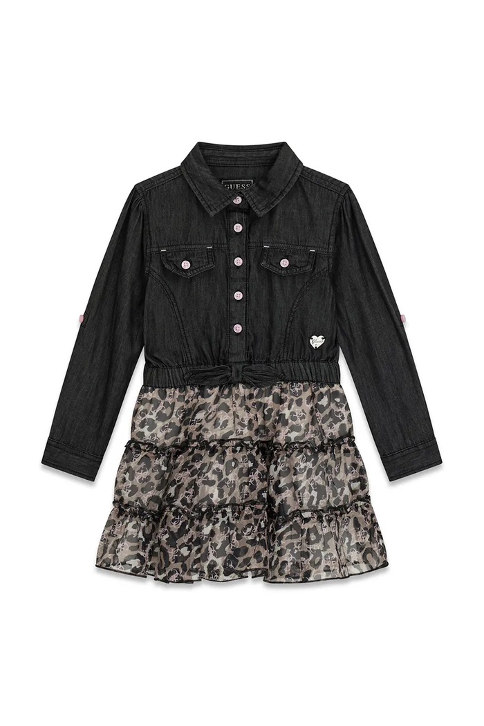 Guess sukienka rozkloszowana bawełniana czarny K6YK13.D1326.9BY2