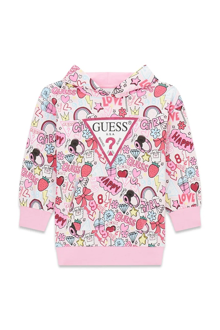 Guess sukienka bawełniana różowy K6YK06.K3843.9BY2