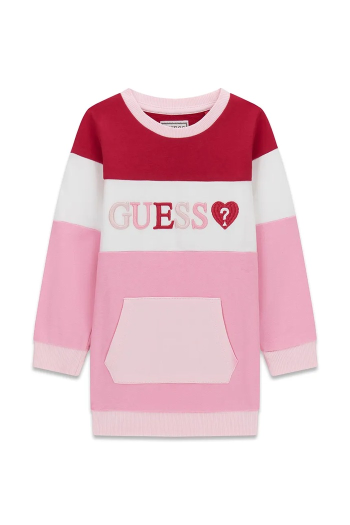 Guess sukienka letnia bawełniana różowy K6YK01.K3830.9BY2