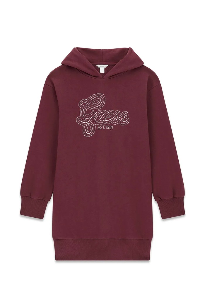 Guess šaty bavlnené burgundské J6YK07.K3959.9BY2