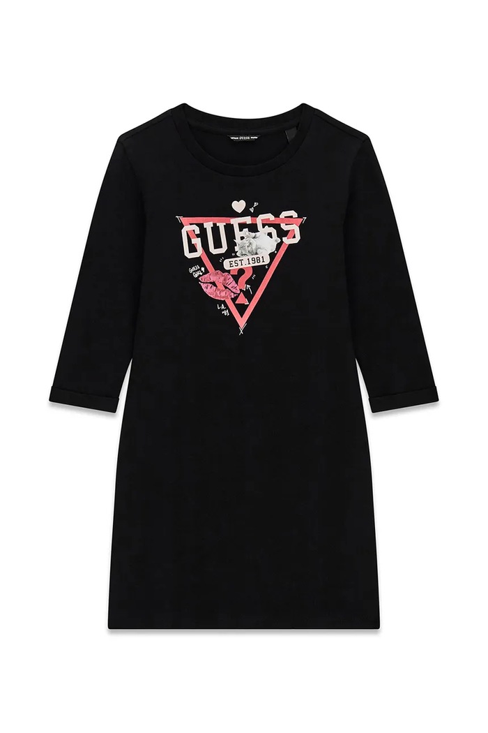 Guess sukienka bawełniana czarny J3YK13.KA6W4.9BY2