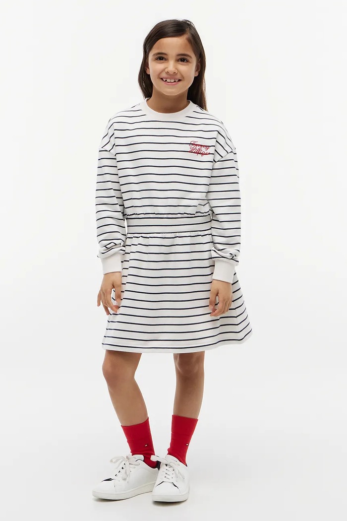 Tommy Hilfiger sukienka z bawełną biały KG0KG09397.9BY2