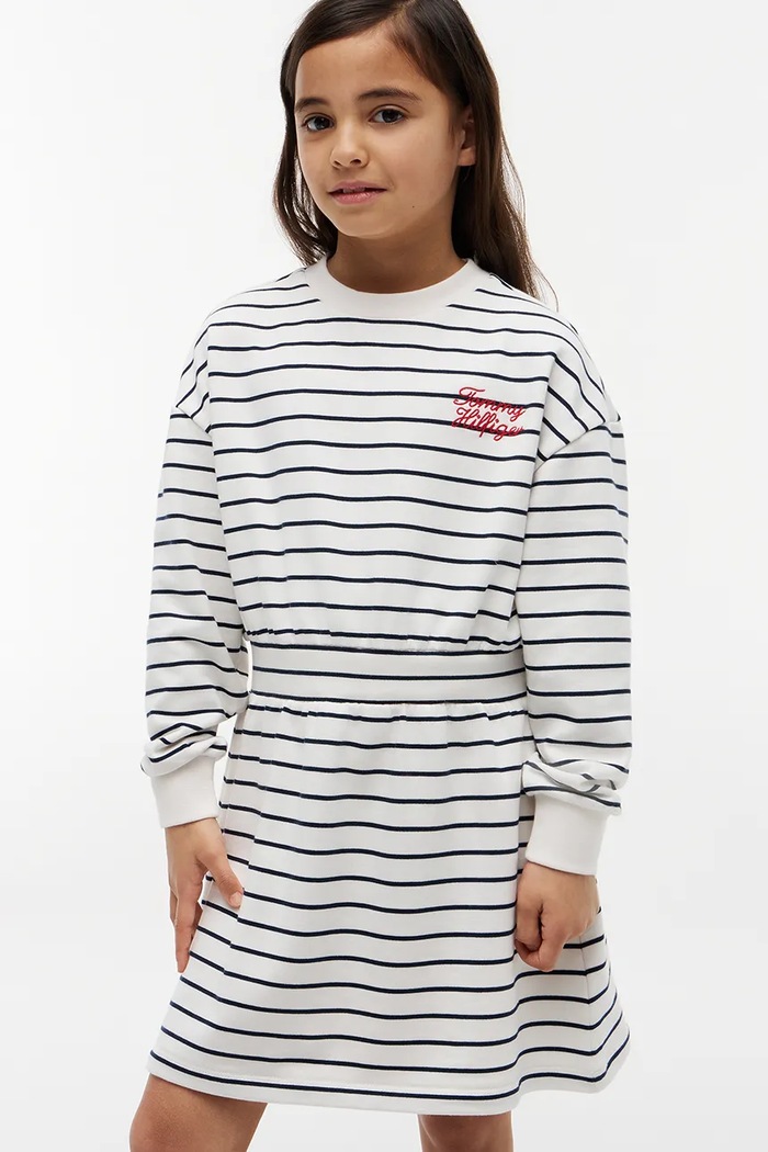 Dziewczynka Tommy Hilfiger sukienka z bawełną KG0KG09397.9BY2 biały